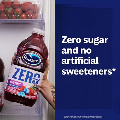 Ocean Spray® ZERO Sugar Mixed Berry Juice Drink, Cranberry Juice Drink Sweetened with Stevia, 64 Fl Oz Bottle
