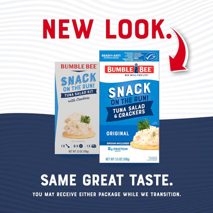 Bumble Bee Snack On The Run Tuna Salad with Crackers Kit, 3.5 oz (Pack of 3) - Ready to Eat, Spoon Included - Wild Caught Tuna - Shelf Stable & Convenient Protein Snack