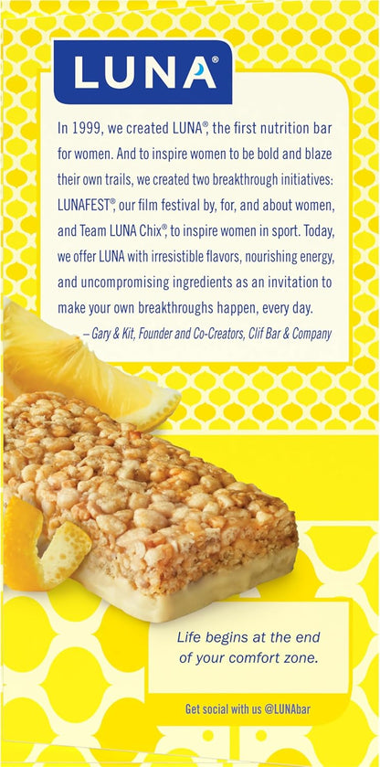LUNA Bar - LemonZest Flavor - Gluten-Free - Non-GMO - 7-9g Protein - Made with Organic Oats - Low Glycemic - Whole Nutrition Snack Bars - 1.69 oz. (12 Pack)