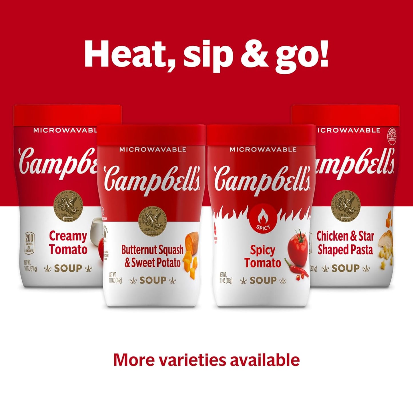 Campbell's Sipping Soup, Butternut Squash & Sweet Potato Soup, 11.1 oz Microwavable Cup