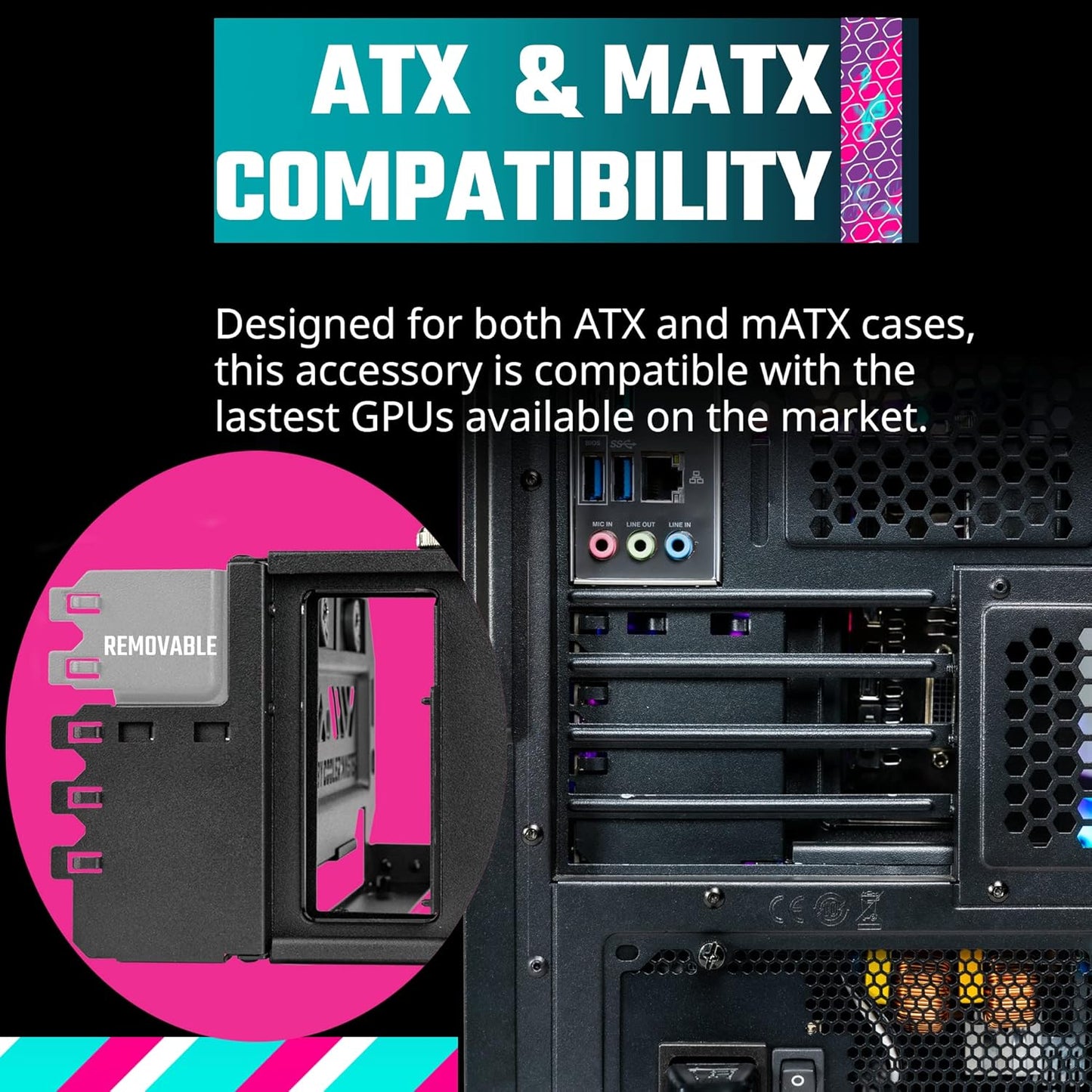 Cooler Master MasterAccessory Vertical GPU Card Holder Kit V3 Black, Premium Riser Cable PCI-E 4.0 x16-165mm, PCIe 3.0 Compatible, Adjustable Length for E-ATX|ATX|Micro ATX Case (MCA-U000R-KFVK03)