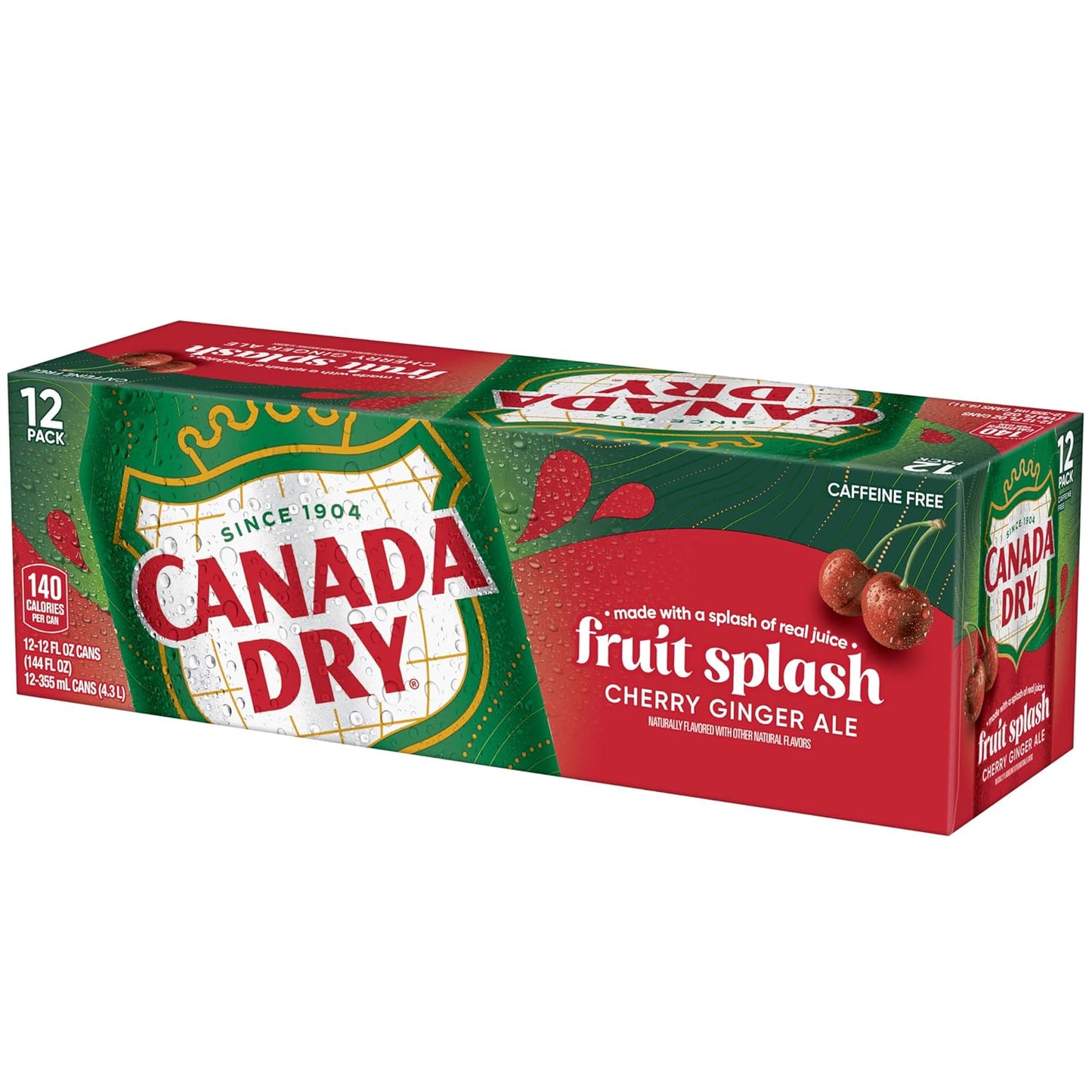 Canada Dry Cherry Gingerale Fruit Splash 12oz, Pack of 12