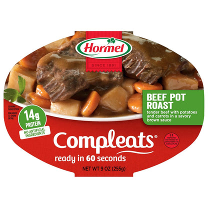 HORMEL COMPLEATS Beef Pot Roast Microwave Tray, 9 Ounce (Pack of 6)