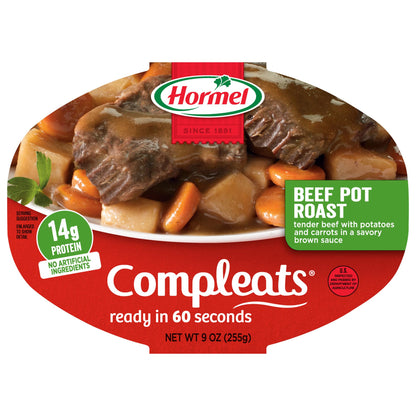 HORMEL COMPLEATS Beef Pot Roast Microwave Tray, 9 Ounce (Pack of 6)