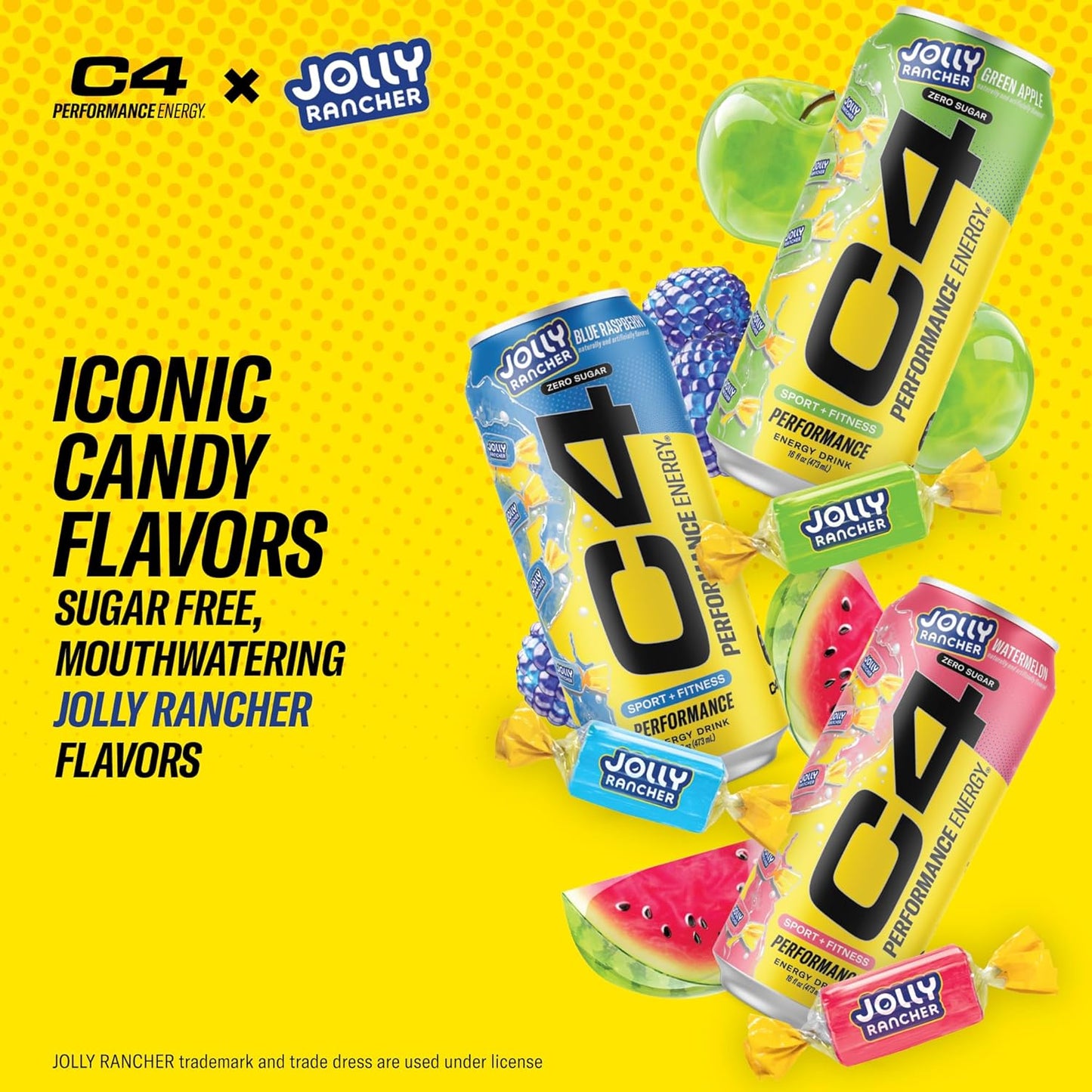 Cellucor C4 Performance Energy Drink | JOLLY RANCHER Watermelon | Zero Sugar Carbonated Preworkout Energy | 200mg Caffeine with Beta Alanine | 16 Fl Oz (12 Pack)