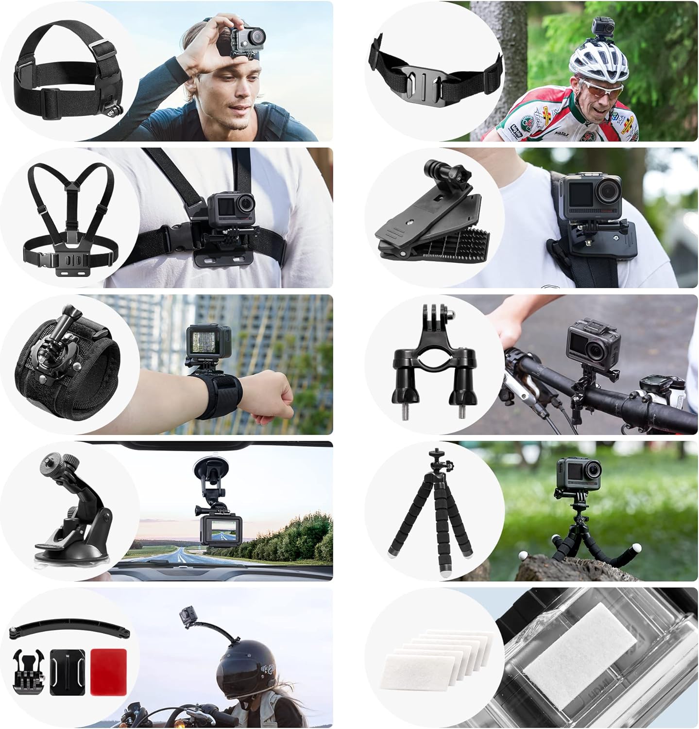 AKASO Outdoor Sports Action Camera Accessories Kit 42 in 1 for EK7000/ EK7000 Pro/Brave 4/Brave 7 LE/Brave 7/Brave 8/V50X/V50 Pro/V50 Elite/GoPro Hero 13/12/11/10