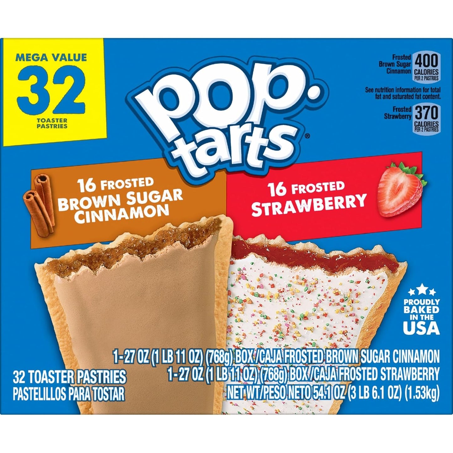 Pop-Tarts Toaster Pastries, Breakfast Foods, Kids Snacks, Variety Pack, 54.1oz Box (32 Pop-Tarts)