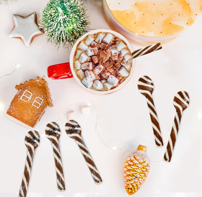 Christmas Hot Cocoa Candy Spoons 24 Pack Edible Hot Cocoa Stirrers Candies Spoon Individually Wrapped for Stirring Beverages Hot Chocolate Tea Coffee Cocktail Stocking Fillers Holiday Party Favor Gift