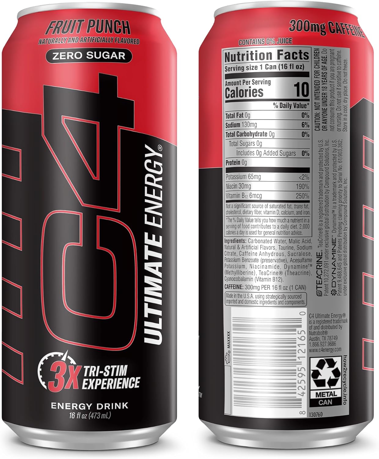 Cellucor C4 Ultimate | Pre Workout Sugar Free Energy Drink | Tri-Stim Experience with 300mg Caffeine + TeaCrine + Dynamine | Fruit Punch | 16oz (Pack of 12)