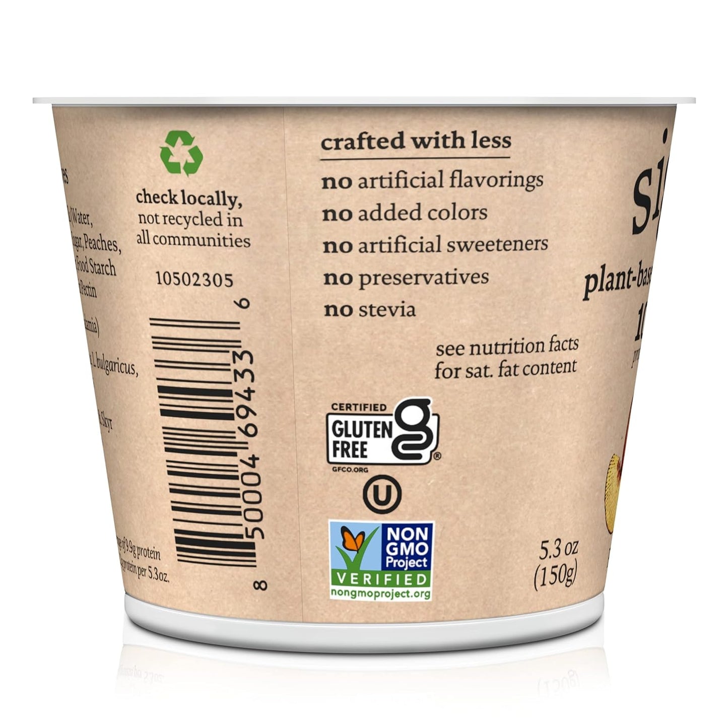 siggi's® Plant-Based Coconut Blend, Peach, 5.3 oz. Cup – Single Serving Dairy Free Snack, More Protein Than Sugar