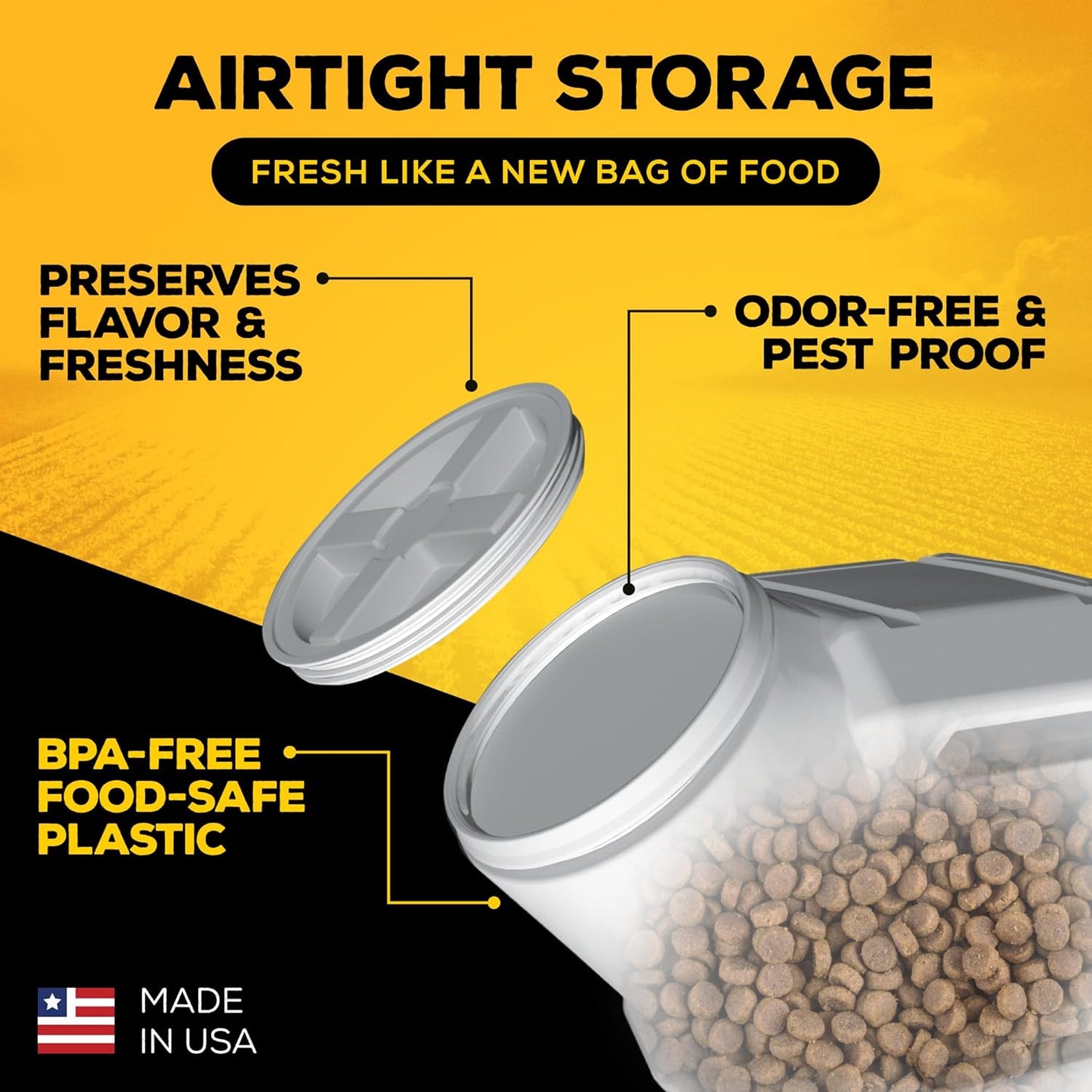 Gamma2 Vittles Vault Airtight Dog Food Storage Container - Fits up to 25 Pounds of Dry Pet Food - Perfect for Cat and Puppy Kibble - BPA-Free Plastic - Made in the USA - 12" L x 13.75" H