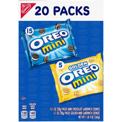 OREO Mini Mix Sandwich Cookies Variety Pack, 20 Snack Packs