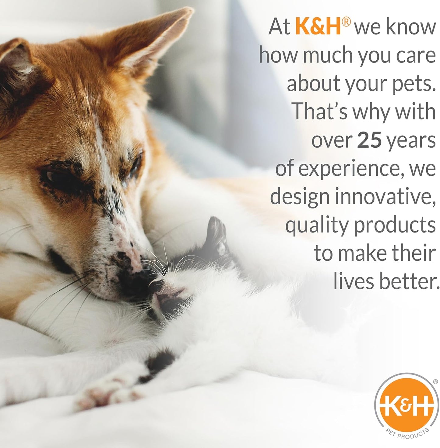 K&H Pet Products Pet Bed Warmer, Turn Any Cat or Dog Bed Into a Heated Cat or Dog Bed, Waterproof Heated Pad to Insert Inside Indoor Cat and Dog Beds - Gray Large