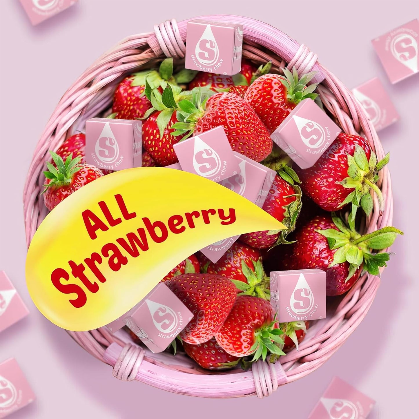 Strburst All Pink Chewy Candy -1 Pound Approx 90 Strawberry Candies - Bulk Candy Individually Wrapped Christmas Candy - Snacks for Kids and Adults - Pink Christmas Candy Bulk for Candy Buffet and Christmas Decoration