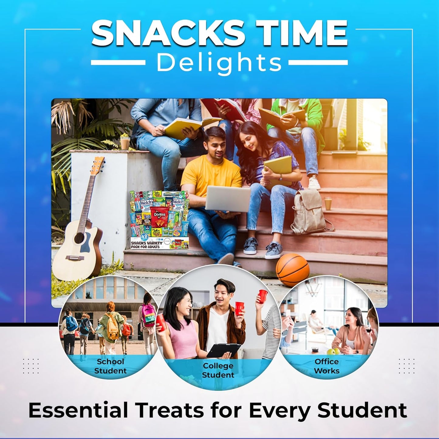 Ultimate Christmas Snacks Box, Assorted Snacks Variety Pack for Adults, Chips, Candies 42 count - Christmas Care Package for Women, College Students