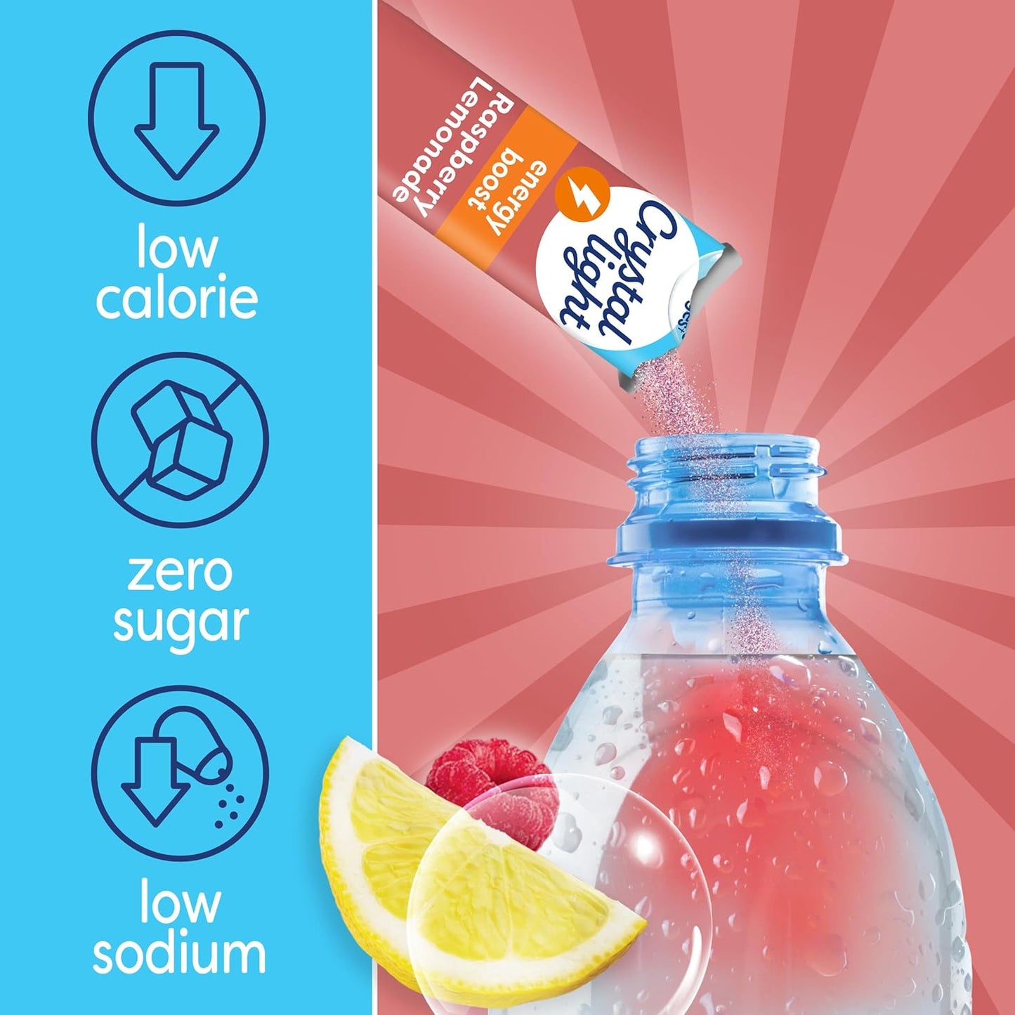 Crystal Light Raspberry Lemonade Energy Boost Drink Mix, 10 ct On-the-Go-Packets