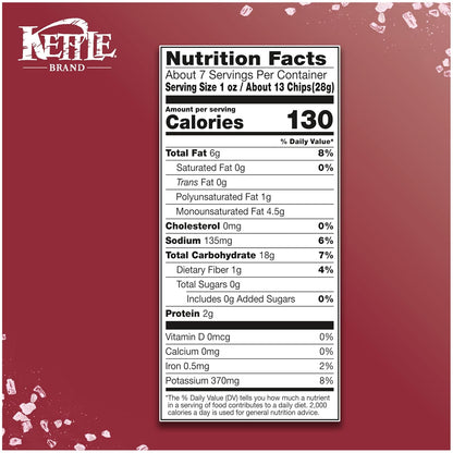 Kettle Brand Potato Chips, Air Fried Himalayan Salt Kettle Chips, 6.5 Oz Bag