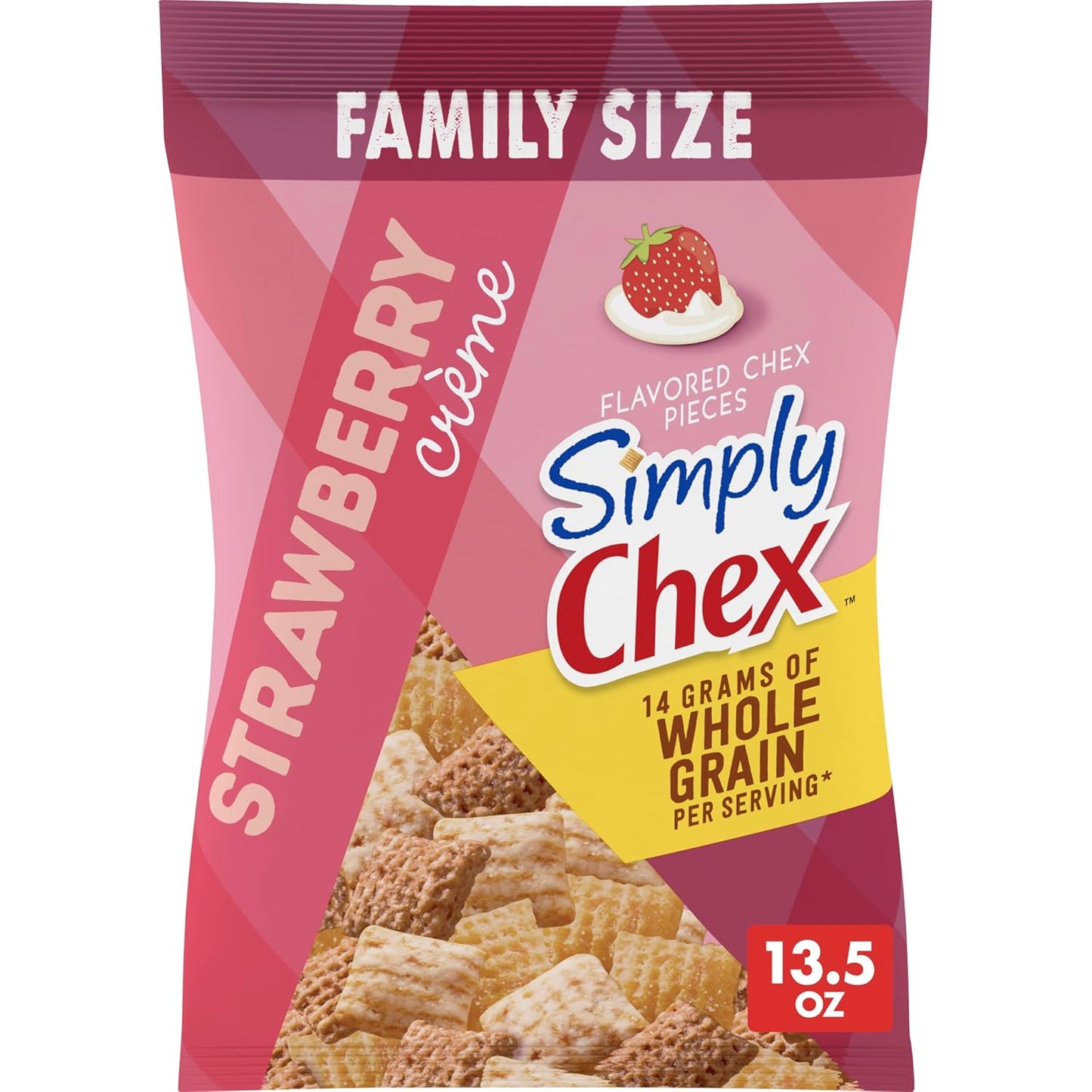 Simply Chex Strawberry Crème Snack Mix Family Size, 13.5 OZ