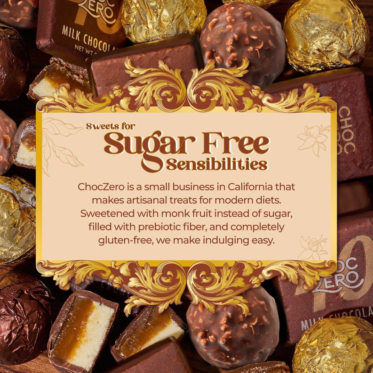 ChocZero Keto Chocolate Truffle Gift - Premium Healthy Chocolates - Low Carb Present - Zero Sugar Individually Wrapped Hazelnut Truffles - 16 Truffles, 8.5 Ounces Total
