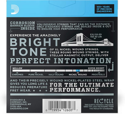 D'Addario Guitar Strings - XL Nickel Electric Guitar Strings - EXL110-3D - Perfect Intonation, Consistent Feel, Reliable Durability - For 6 String Guitars - 10-46 Regular Light, 3-Pack
