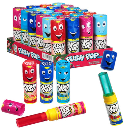 Push Pop Holiday Candy Lollipops - 24 Ct Candy Variety Pack in Assorted Fruity Flavors - Individually Wrapped Hard Candy For Party Favors, Stocking Stuffers, Holiday Gifts for Kids