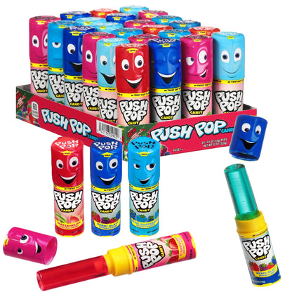 Push Pop Holiday Candy Lollipops - 24 Ct Candy Variety Pack in Assorted Fruity Flavors - Individually Wrapped Hard Candy For Party Favors, Stocking Stuffers, Holiday Gifts for Kids