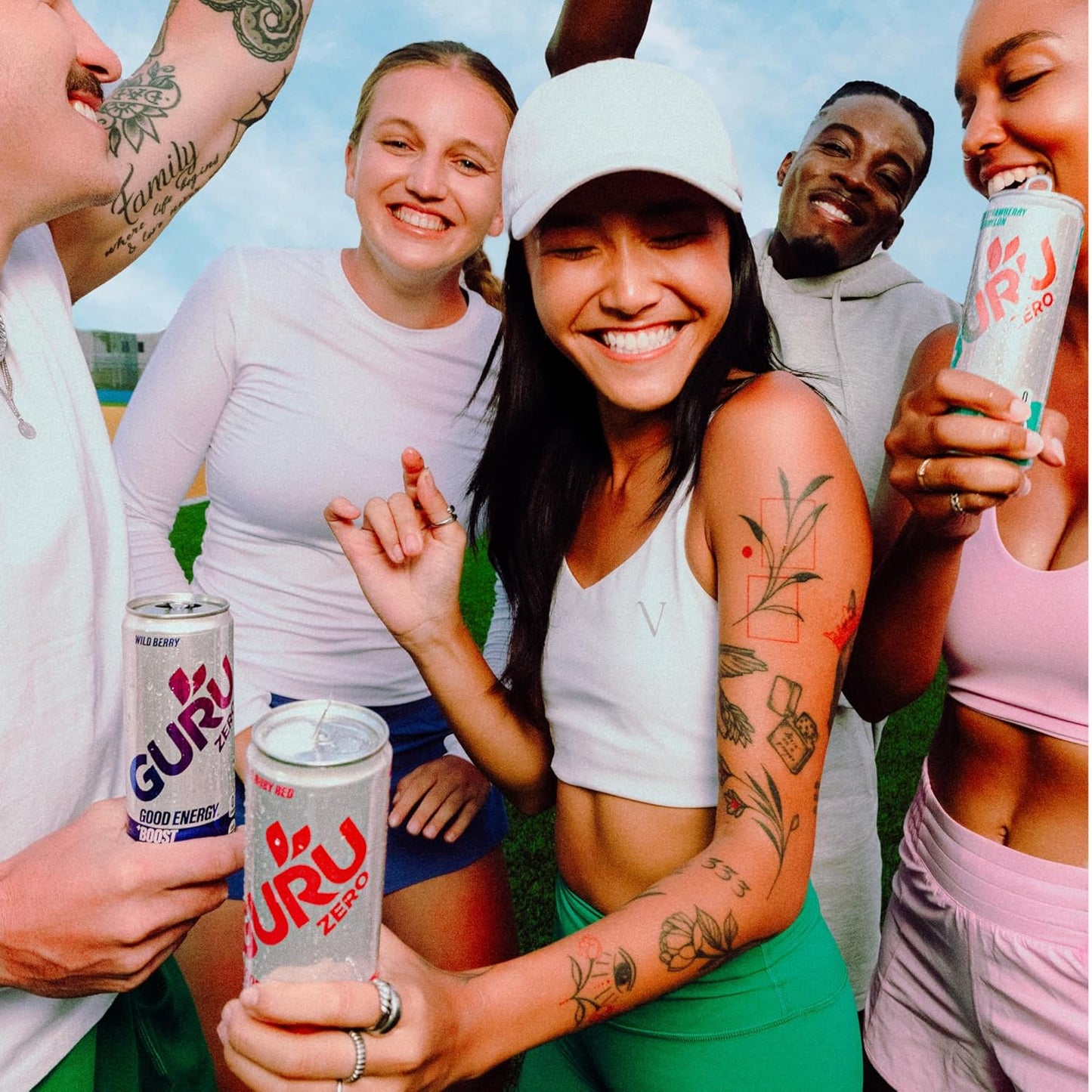 GURU ZERO SUGAR Organic Energy Drinks Variety Pack, Clean Energy Drink with Plant Based Natural Caffeine from Green Tea + Boost, Coconut Water, Prebiotic, Zero Added sugars, Gluten Free and Vegan, Pre Workout, Healthy Drinks, 12oz (Pack of 12)