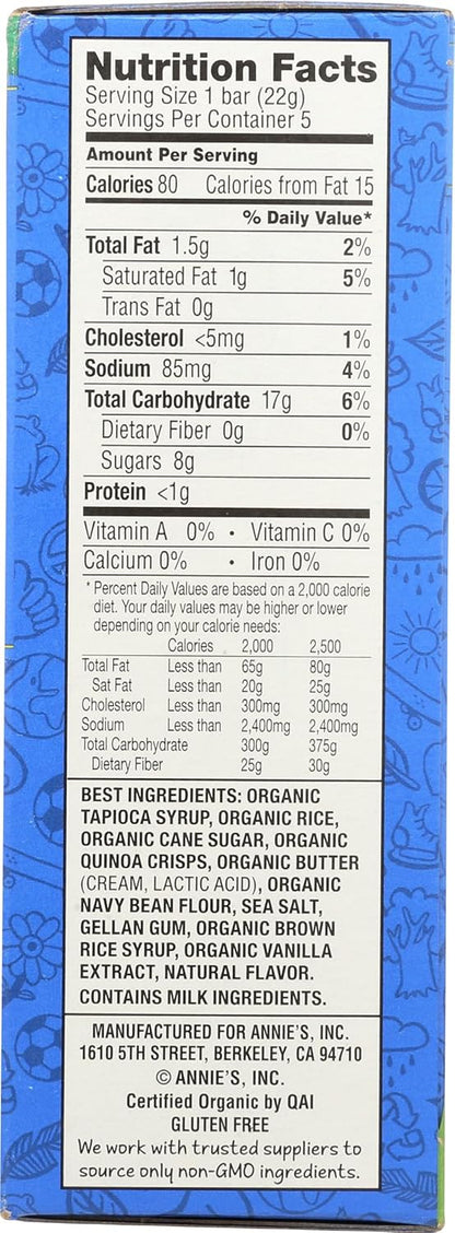 Annie's Homegrown Organic Original Crispy Bars, Gelatin Free, 3.9 Ounces (Pack Of 8)