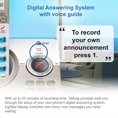 AT&T DL72219 DECT 6.0 2-Handset Cordless Phone for Home with Connect to Cell, Call Blocking, 1.8" Backlit Screen, Big Buttons, intercom, and Unsurpassed Range