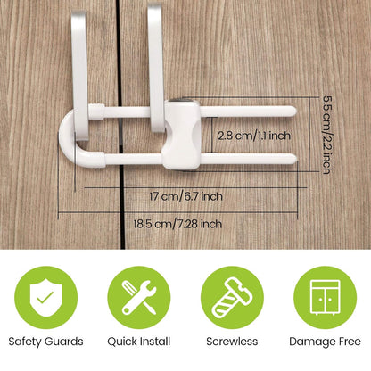 Jetec 10 Pieces Cabinet Locks for Babies, U-Shaped Proofing Drawers Safety Child Locks Adjustable, Easy to Use Childproof Latch for Knob Handle on Kitchen Door Storage Cupboard Closet (White)