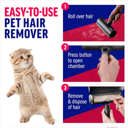 Chom Chom Roller Pet Hair Remover and Reusable Lint Roller - Black ChomChom Cat and Dog Hair Remover for Furniture, Couch, Carpet, Clothing and Bedding - Portable, Multi-Surface Fur Removal Tool