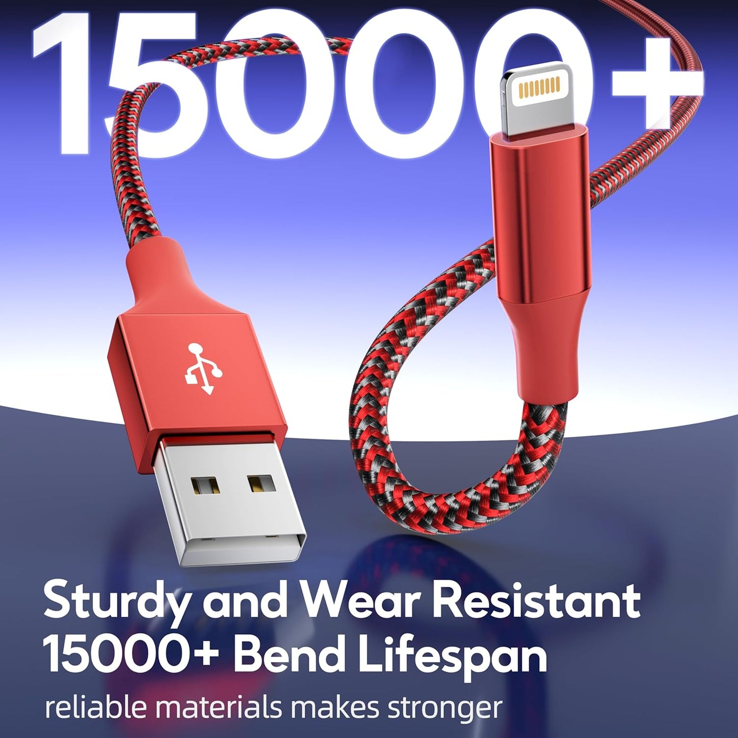 iPhone Charger Cord 3Pack 10FT Apple MFi Certified Nylon Braided Fast Charging Lightning Cable Compatible with iPhone 14/13/12/11 Pro/11/XS MAX/XR and More