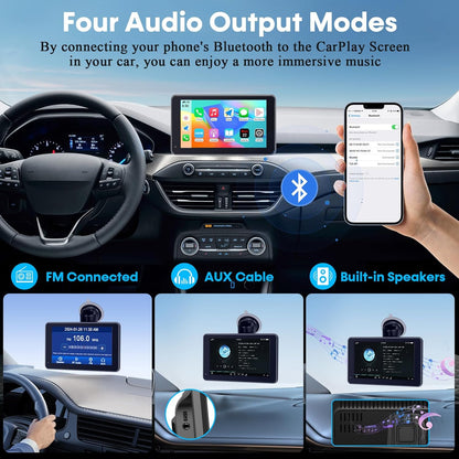 Carplay for Apple Portable Car Screen: Easy Setup 7 Inch Android Auto - Wireless Car Play Touchscreen with GPS Navigation,Bluetooth, FM,Mirror Link,Siri