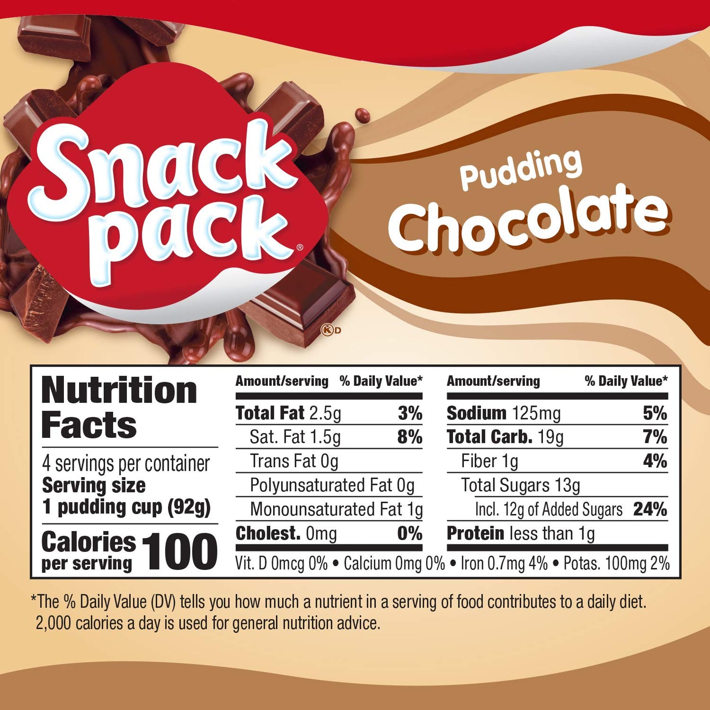 Snack Pack Chocolate Pudding, 4 Count Pudding Cups
