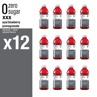 vitaminwater zero sugar xxx, electrolyte enhanced water w/vitamins, açai-blueberry-pomegranate drinks, 20 fl oz, 12 Pack