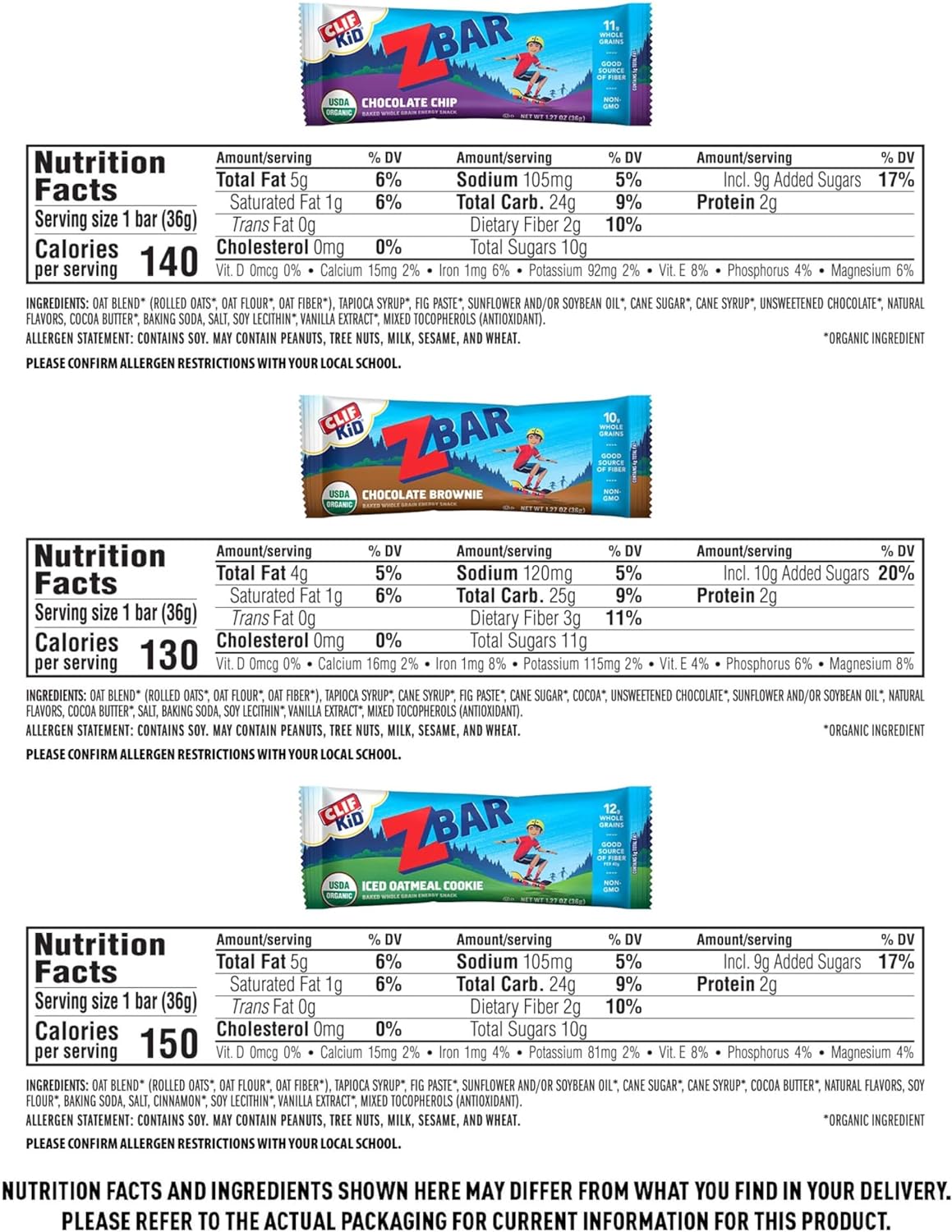 CLIF Kid Zbar and Zbar Protein - Variety Pack - Whole Grain Snack Bars - Made with Organic Oats - Non-GMO - 1.27 oz. (16 Count)