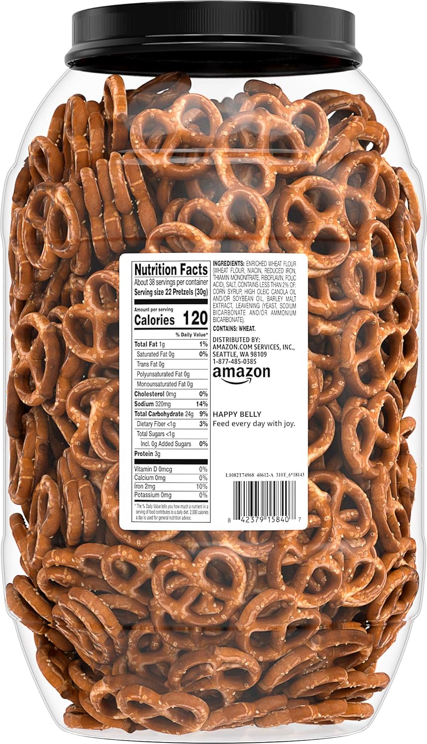 Amazon Brand - Happy Belly Mini Twist Pretzels, 40 ounce (Pack of 1)