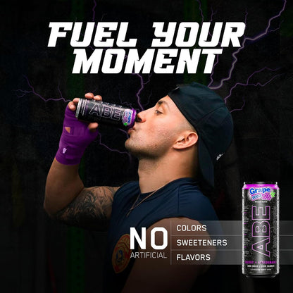 All Black Everything Sugar Free Energy Drink | Grape Soda | 0 Calories | 12 Pack | 200mg Natural Caffeine | Pre-Workout Sport Drink for Men and Women