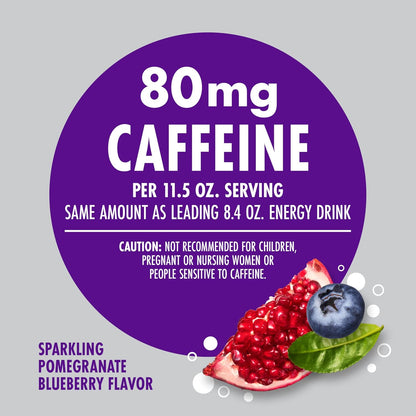 V8 +Energy Sparkling Pomegranate Blueberry Juice Energy Drink, 11.5 fl oz Can (4 Pack)