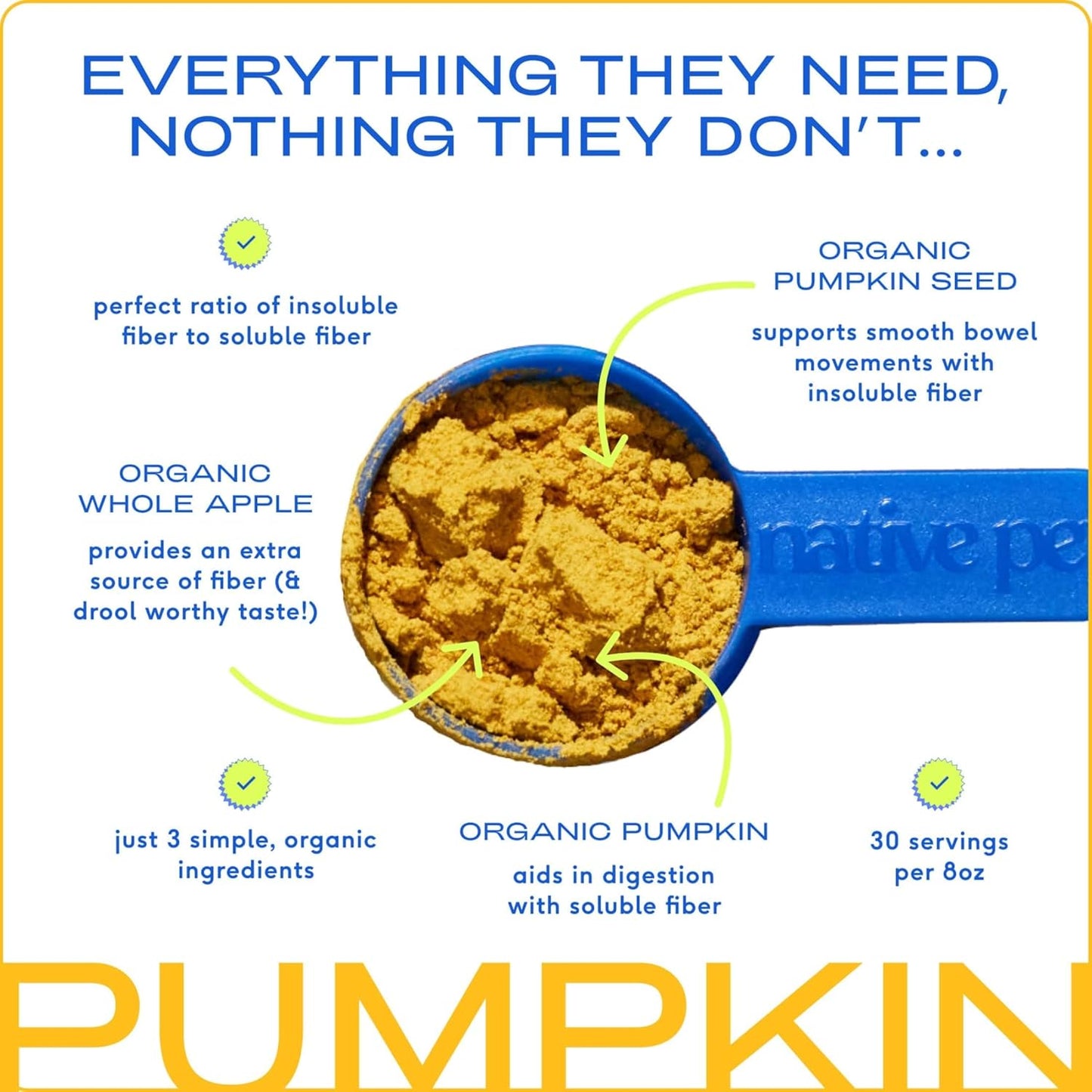 Native Pet Organic Pumpkin for Dogs (8 oz) - All-Natural, Organic Fiber for Dogs - Mix with Water to Create Delicious Pumpkin Puree - Prevent Waste with a Canned Pumpkin Alternative! (8 oz)