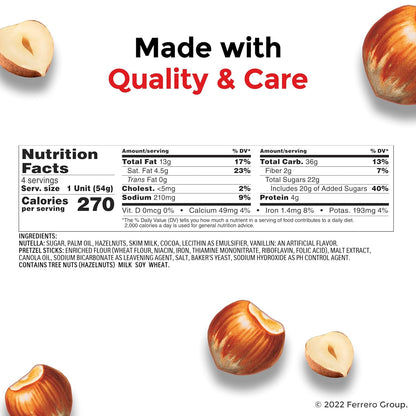 Nutella & GO! Bulk 12 Pack, Hazelnut and Cocoa Spread with Pretzel Sticks, Stocking Stuffers, Snack Cups, 1.9 oz Each