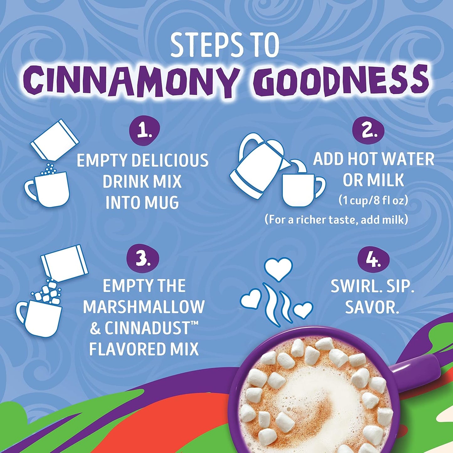 Swiss Miss Cinnamon Toast Crunch Cinnamilk Flavored Hot Drink Mix with Marshmallows, 6 ct