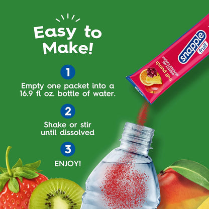 Snapple Powder Drink Mix Variety Pack - 30 Powder Sticks | Assorted Flavors, Zero Sugar | On-the-Go Hydration for Refreshing Beverages