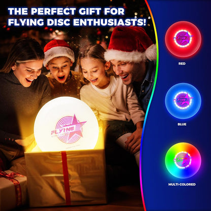 Glow in The Dark LED Flying Disc - 7 Dynamic Modes, 7 Colors, IP65 Waterproof, Perfect Birthday & Camping Gift for Men/Boys/Teens/Kids - Outdoor Games & Cool Toys, 175g