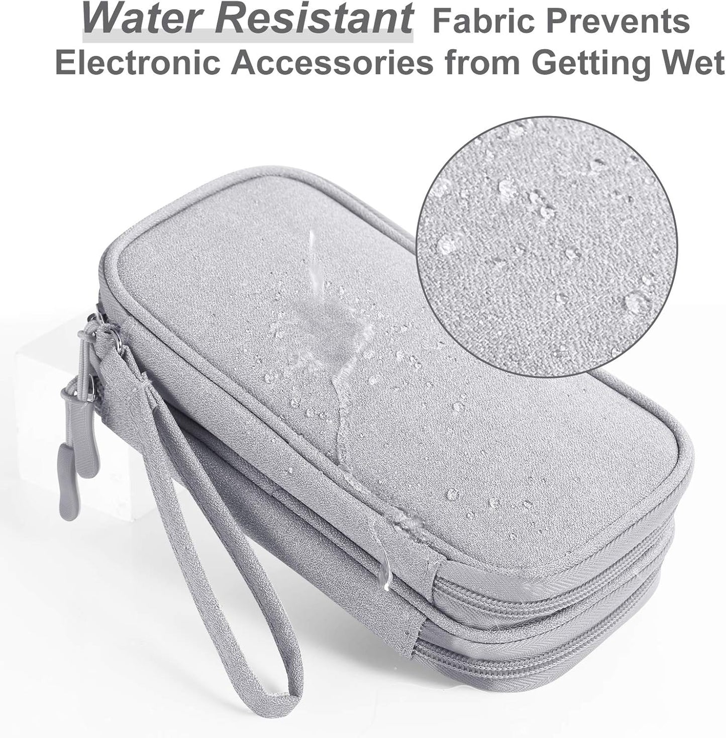 Electronics Accessories Organizer Pouch Bag, Designed for Power Adapter/Charger/Cables/Mouse, for Travel (Light Grey)