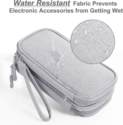 Electronics Accessories Organizer Pouch Bag, Designed for Power Adapter/Charger/Cables/Mouse, for Travel (Light Grey)