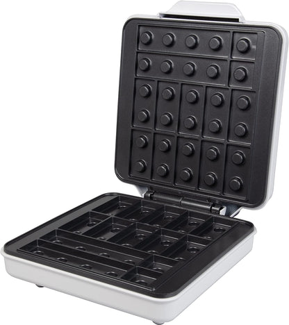 Building Brick Electric Waffle Maker- Cook Fun Buildable Waffles, Pancakes in Minutes- Build Gingerbread Houses, Cars & More Out of Stackable Waffles- Bite Sized for Kids, Nonstick Iron- Fun Xmas Gift