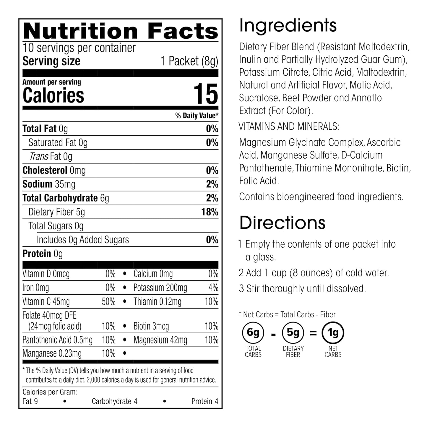 WonderSlim Fiber Drink, Very Berry, 5g Fiber, 7 Vitamins & Minerals, No Fat, Gluten Free, Keto Friendly & Low Carb (10ct)