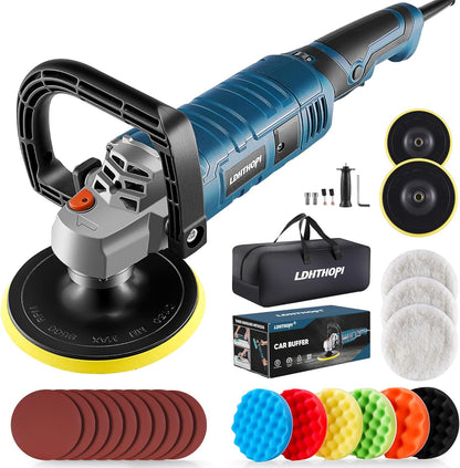 Buffer Polisher, 1600W 7 Inch/6 Inch Rotary Buffer Polisher Waxer, 7 Variable Speed 1000-3500 RPM, Detachable Handle for Car, Boat Sanding, Polishing, Waxing