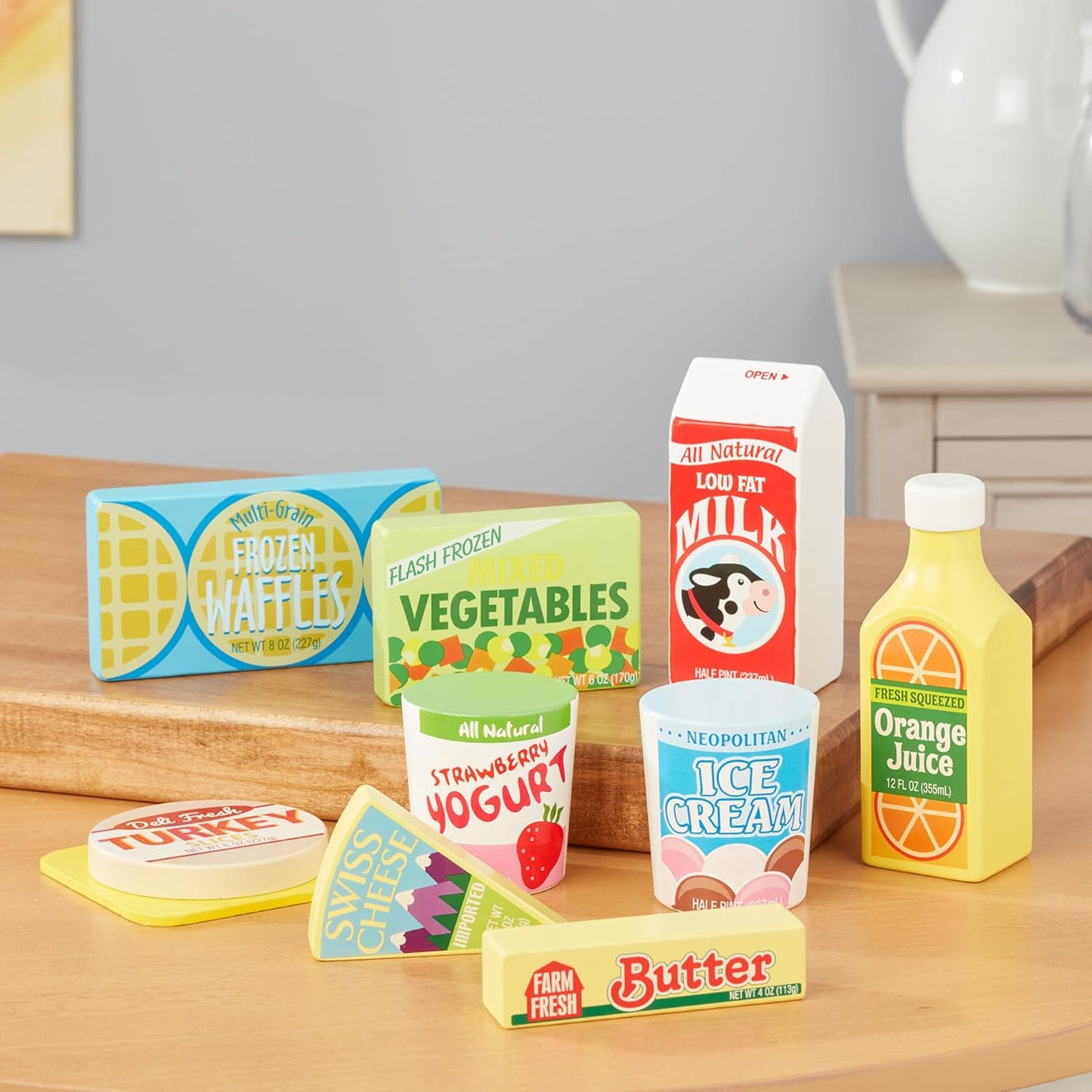 Melissa & Doug Fridge Food Wooden Play Food Set (9 pcs)